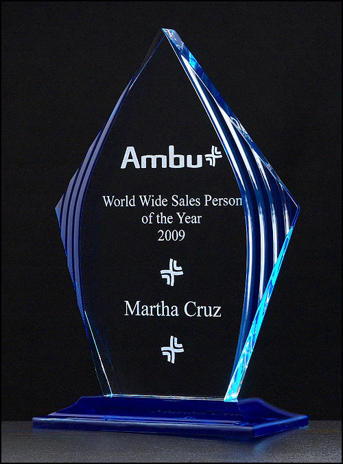 Diamond Acrylic Award with Blue Accent