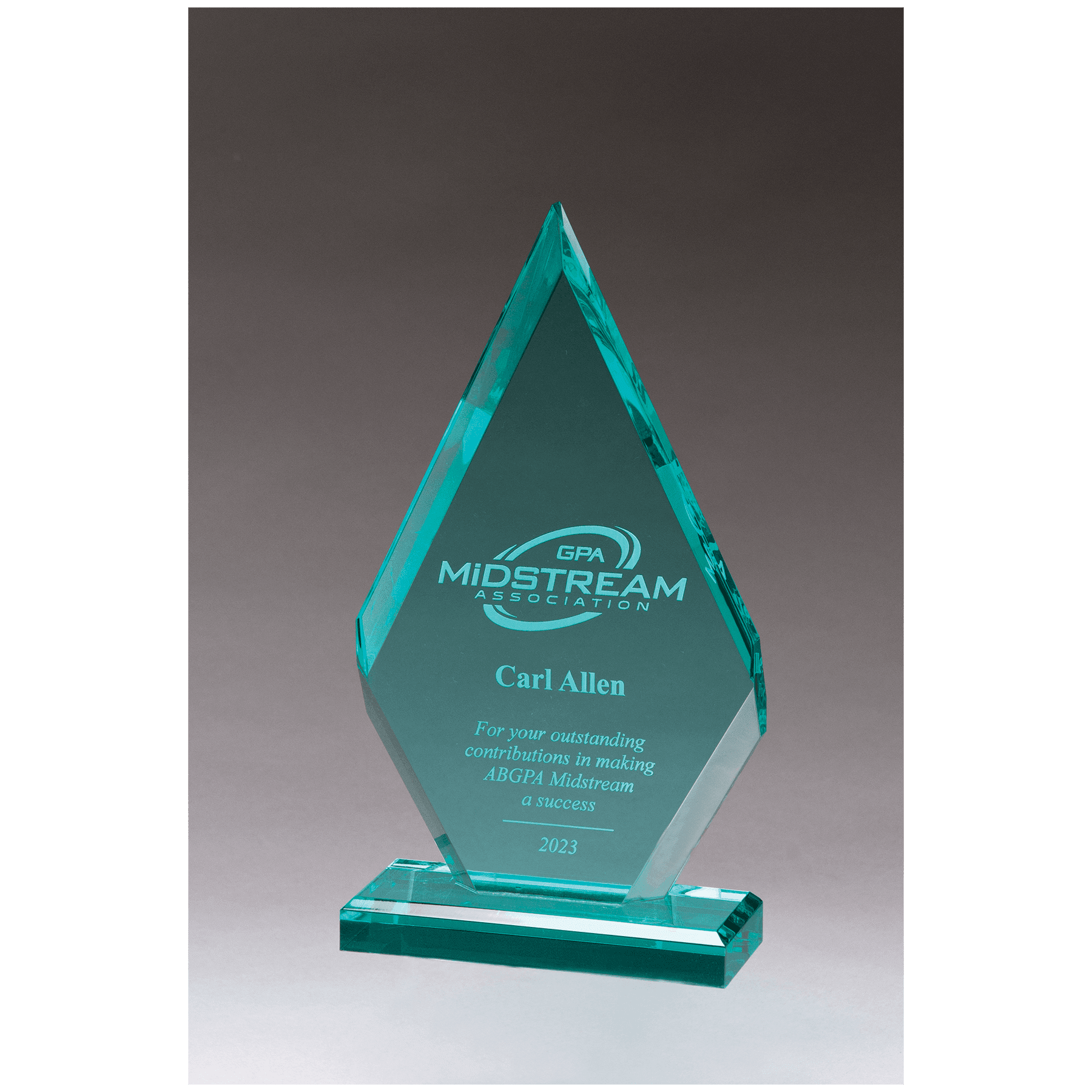 Flame Series Jade Acrylic Award on Jade Acrylic Base