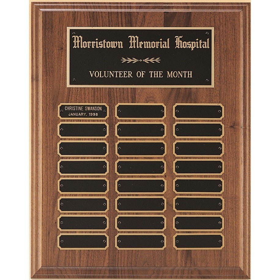 American Walnut Perpetual Plaque with 24 Notched Plates