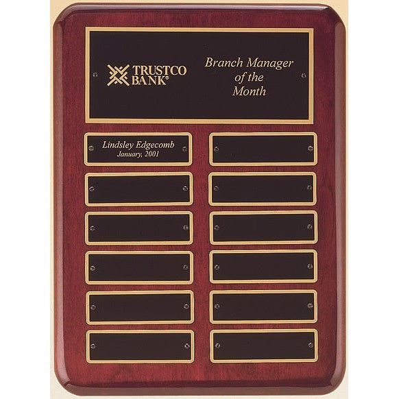 Rosewood Piano Finish Perpetual Plaque with 12 Plates