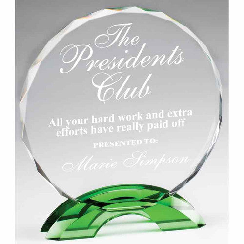 Round Crystal Award with Double Arc Base