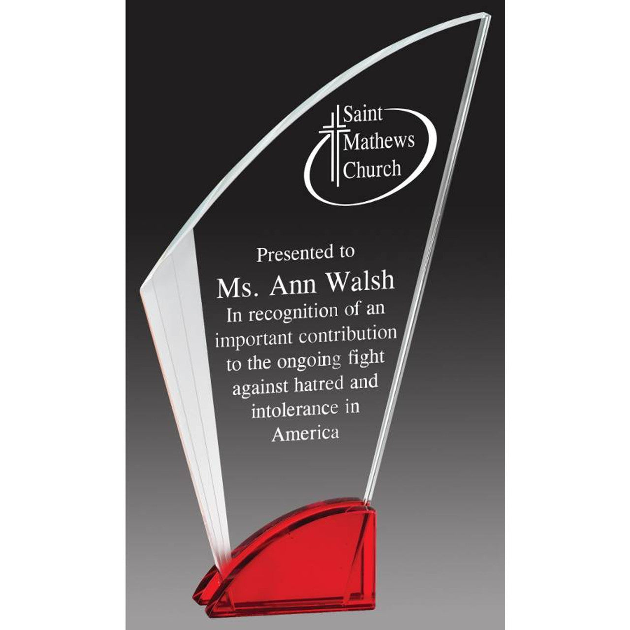 Crystal Fan Award on Red Crystal Base