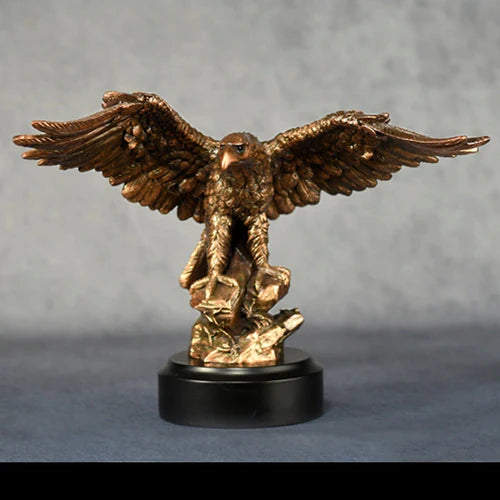 Perched Bronze Eagle on Black Base