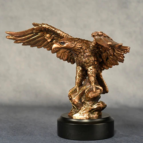 Perched Bronze Eagle on Black Base