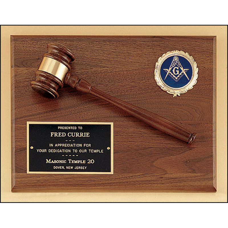 American Walnut Plaque with Walnut Gavel