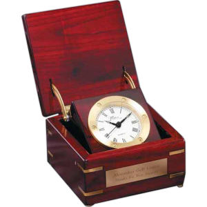 Captains Clock Encased In Cherrywood