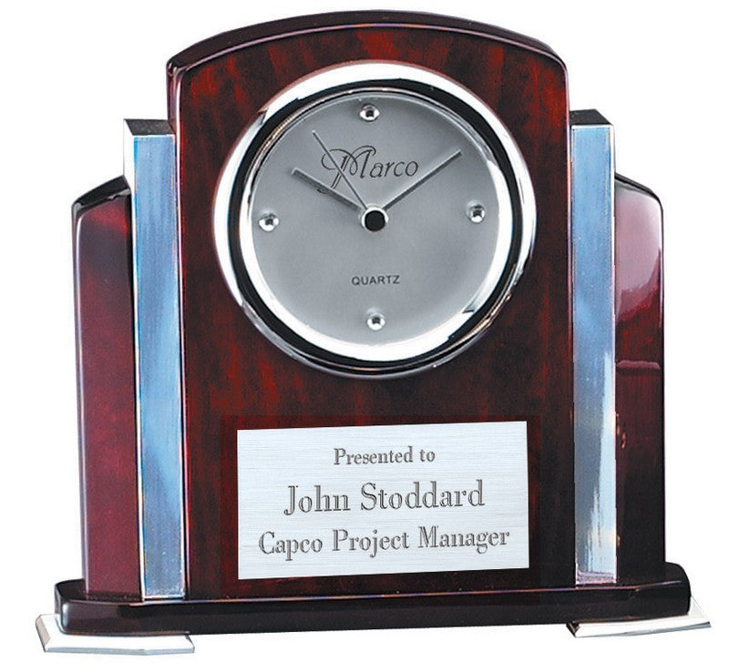 Piano Finish Wood and Aluminum Clock