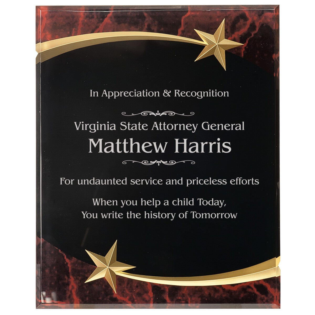 Acrylic Marble Graphic Carved Star Plaque