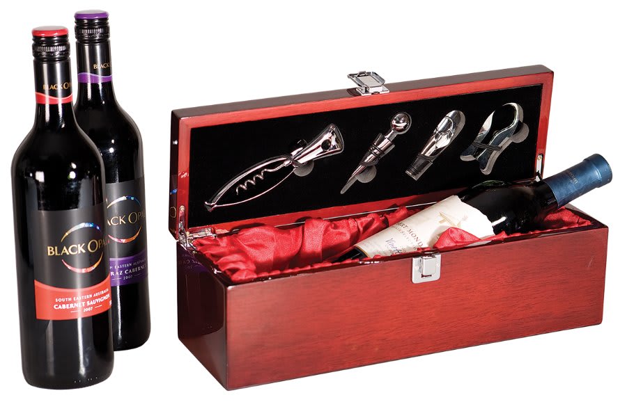 Rosewood Piano Finish Wine Box with Tools
