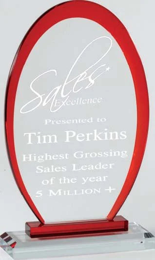 Premium Clear Glass Oval with Color Accents 8.25" X 5"