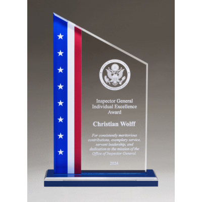 Zenith Series Clear Acrylic Award with American Flag Design
