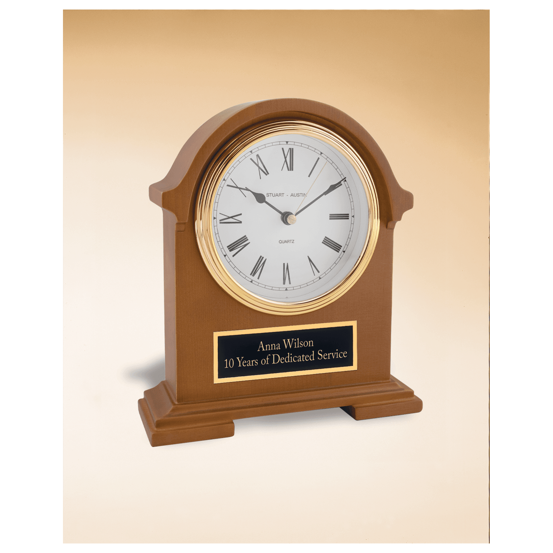 Mahogany Finish Napolean Clock with Black Plate