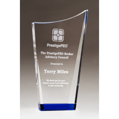 Contemporary Series Clear Crystal Award with Blue Accented Bottom