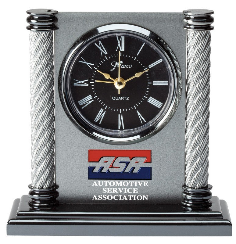 Silver Clock with Silver Rope Accents