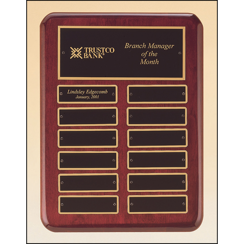 Rosewood Piano Finish Perpetual Plaque with 12 Plates