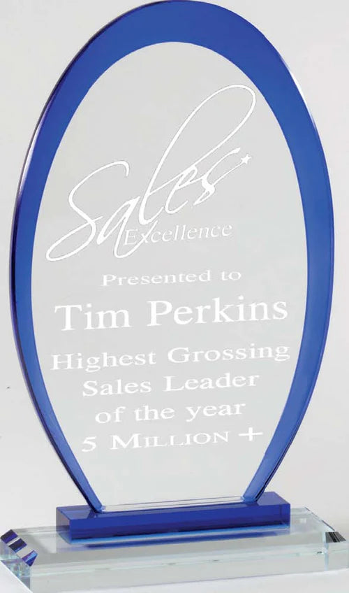 Premium Clear Glass Oval with Color Accents 8.25" X 5"